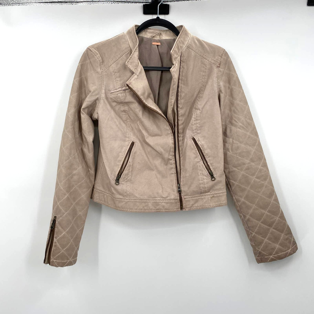 COPY - 32 Free People Cream Color Moto Quilted Jacket